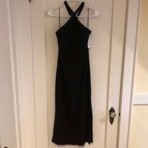 Old Navy black ribbed knit halter dress, size L NWT